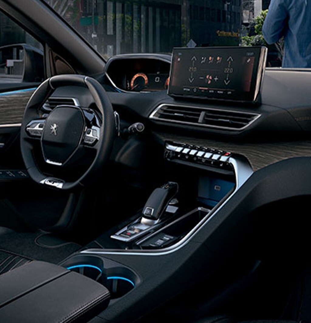 Homme au volant véhicule Peugeot